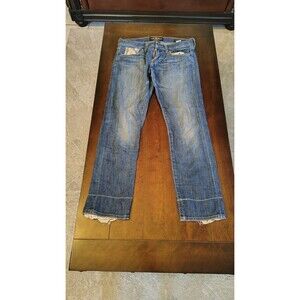 Lucky Brand Sienna Tomboy Crop Jeans Size 00/25 Lace Embellished Legs‎ Pockets
